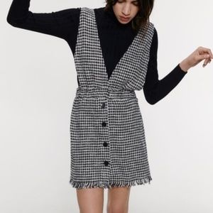Zara tweed pinafore dress with straps XS